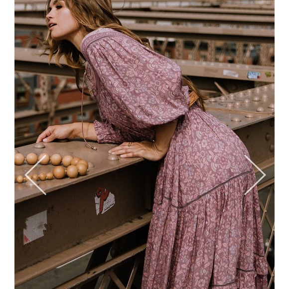 SPELL Dahlia Gown in Mulberry (Pre-Owned) Size Small Rare - Picture 6 of 13